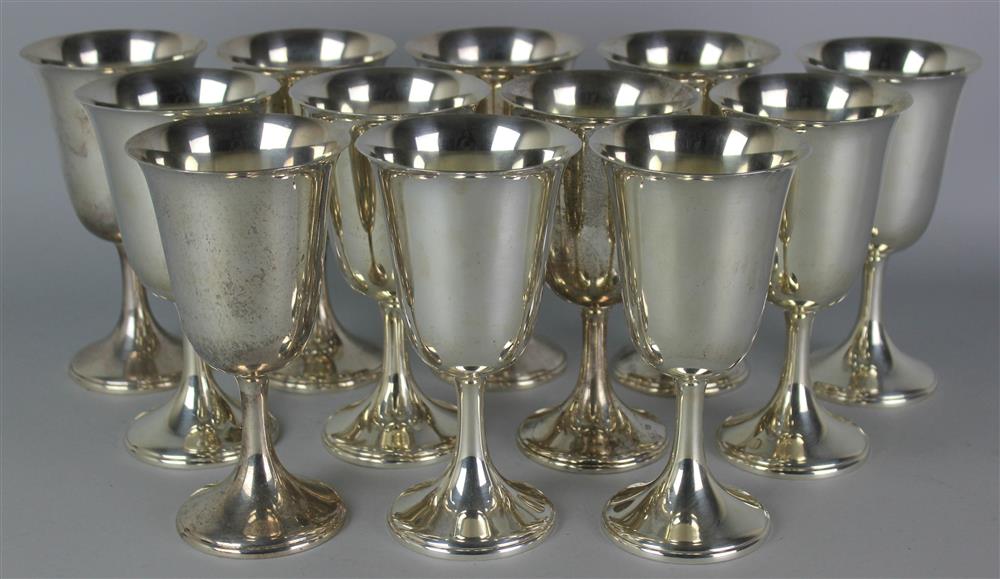 Appraisal: SET OF TWELVE AMERICAN SILVER WATER GOBLETS mid th Century