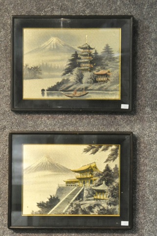 Appraisal: Two Asian Silk EmbroideriesFramed to x