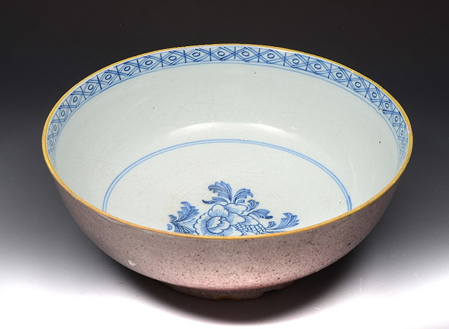 Appraisal: A LAMBETH DELFT CIRCULAR BOWL the interior with blue and