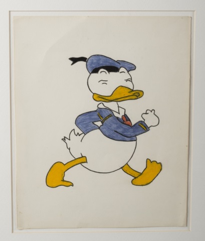 Appraisal: Wax crayon on paper Character study of Donald Duck Signed