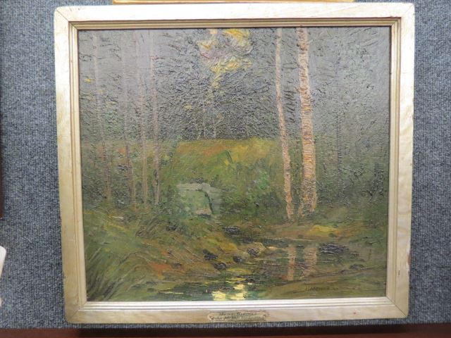 Appraisal: John Nichols Haapanen oil Maine Birches on canvas image area