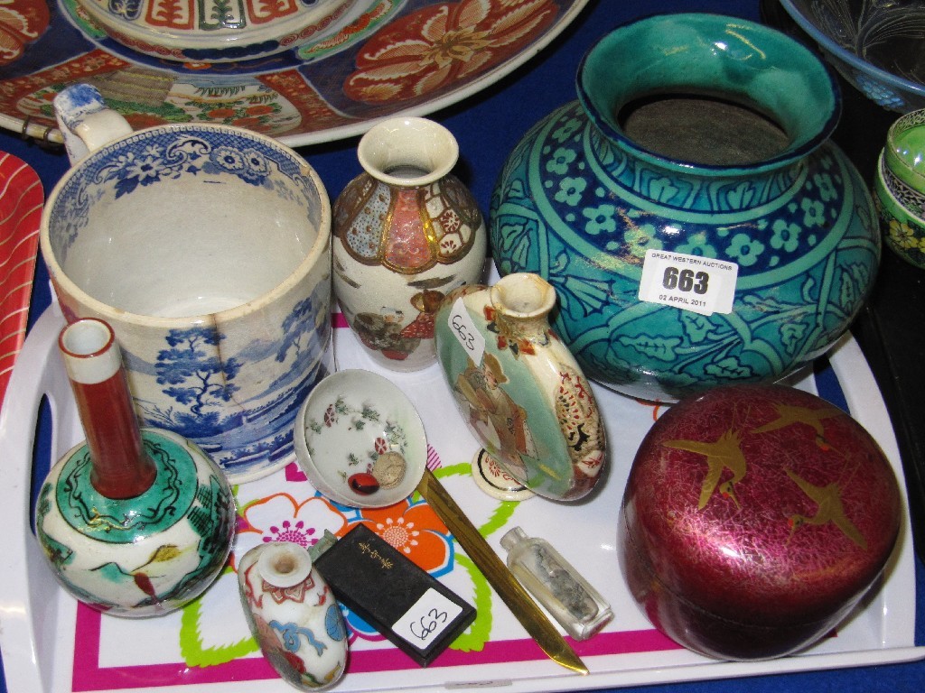 Appraisal: Tray lot of assorted oriental and eastern items etc -