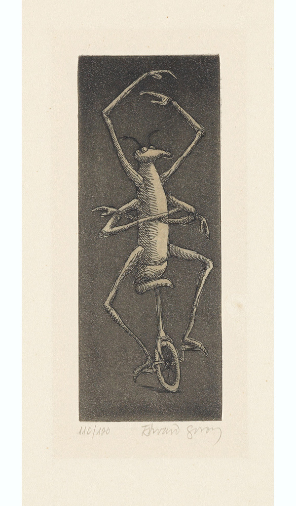 Appraisal: GOREY EDWARD Insect on Unicycle Etching x mm x inches