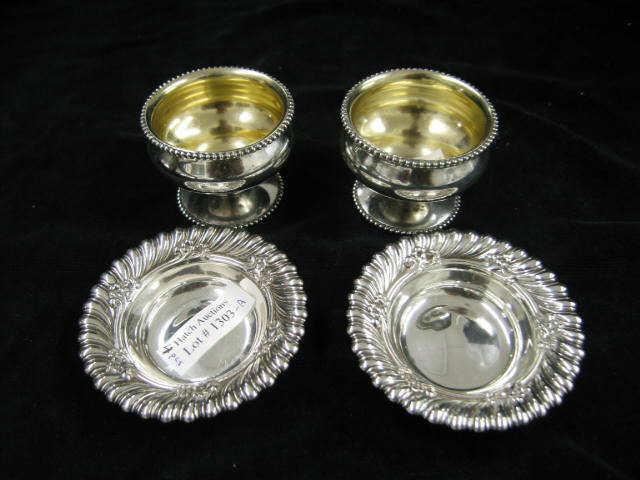 Appraisal: Victorian Sterling Salt Cellars by Whiting two beaded pedestal style