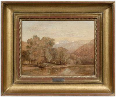 Appraisal: Sketch attributed to Adam T ouml pffer landscape with lake