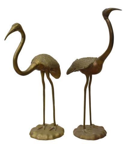 Appraisal: lot of Vintage brass standing cranes tallest approx h Provenance