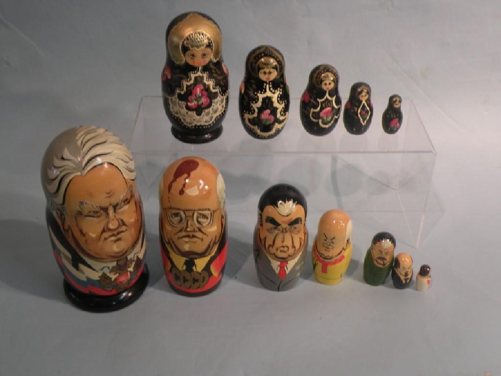 Appraisal: A set of Russian wooden dolls each painted in the