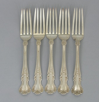 Appraisal: Five Gorham Forks in the Cambridge Pattern ca Five Gorham