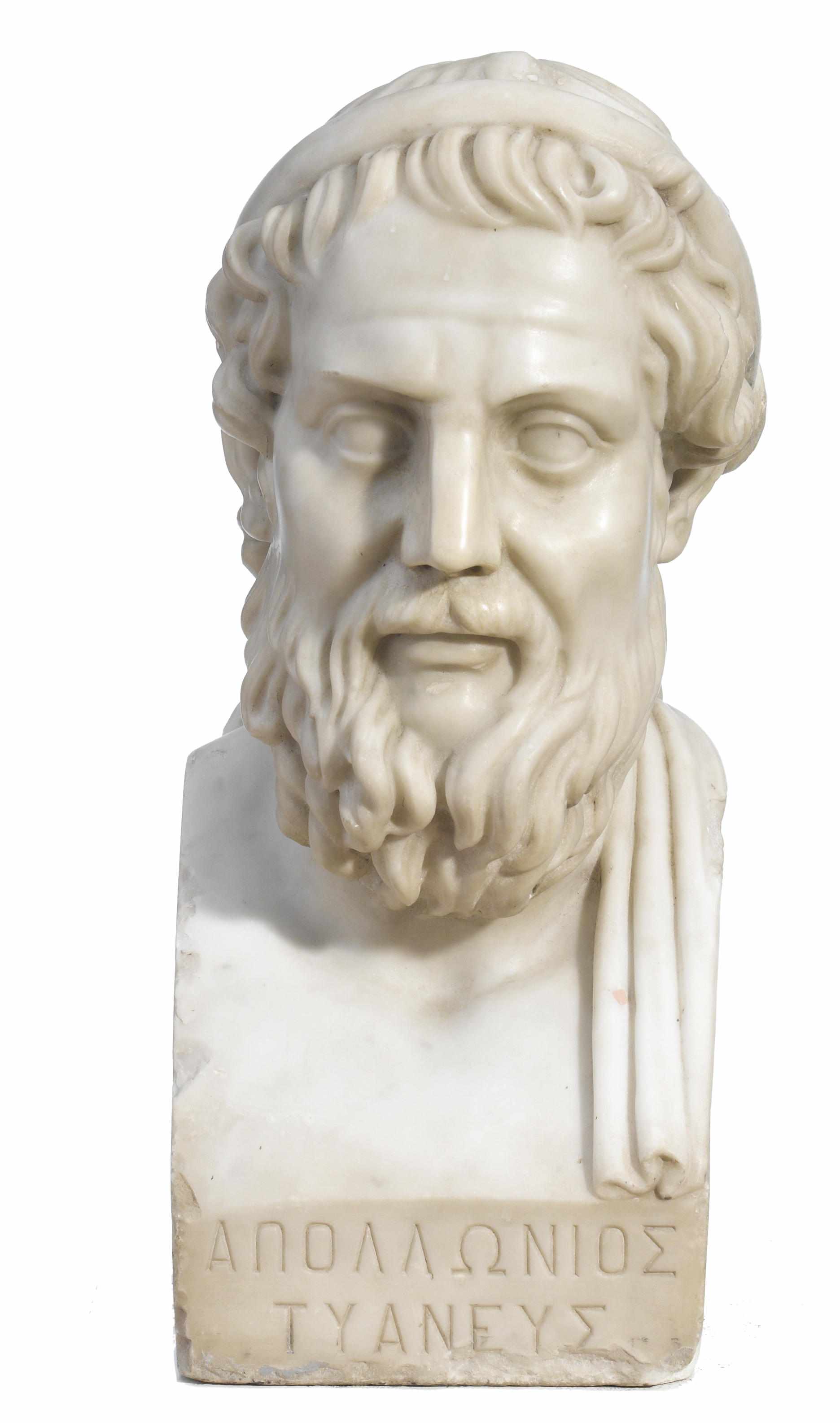 Appraisal: A Continental carved marble bust of Apollonius of Tyana first