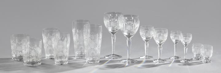 Appraisal: Seventy-Nine-Piece Continental Partial Stemware Service for twelve persons in Brilliant-cut