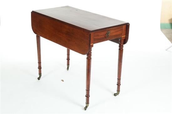 Appraisal: DROP LEAF TABLE Mahogany having D shaped leaves drawer with