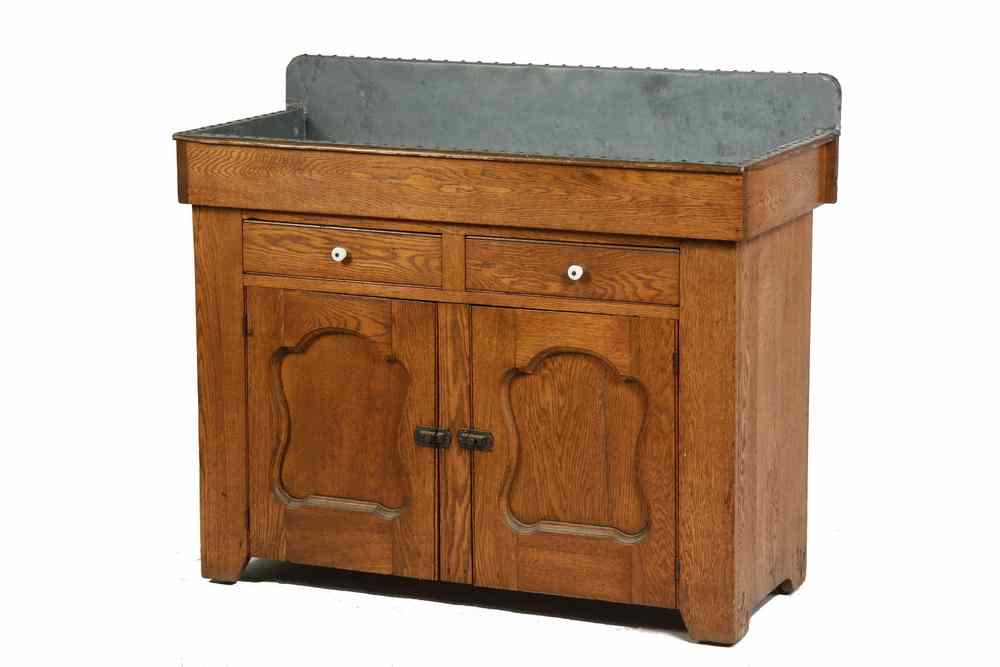 Appraisal: ZINC LINED DRY SINK - Chestnut Dry Sink with backsplash