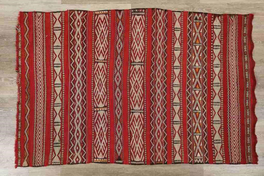 Appraisal: MOROCCAN STYLE RUGMoroccan style rug th century Red and white