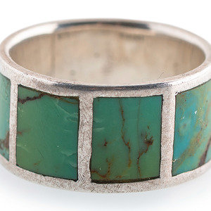 Appraisal: Julian Lovato Kewa - Sterling Silver Band Ring set with