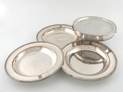 Appraisal: A set of three George III old Sheffield plated soup