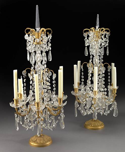 Appraisal: A pair of Regence style gilt bronze and cut glass