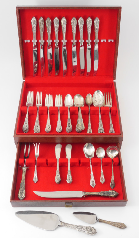 Appraisal: WALLACE ''ROSE POINT'' STERLING FLATWARE SET Approx pieces in the