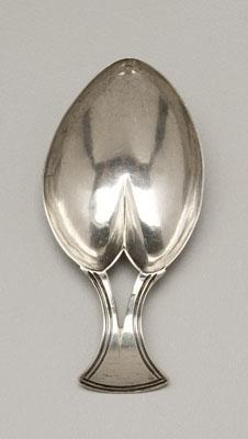 Appraisal: English silver caddy spoon heart-shaped bowl open and thread-decorated handle