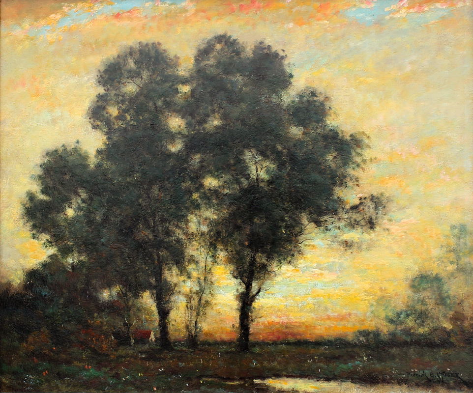 Appraisal: STUBER Dedrick Brands American - Trees in Twilight Oil Board