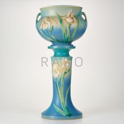 Appraisal: ROSEVILLE Iris jardini re and pedestal Zanesville OH late s