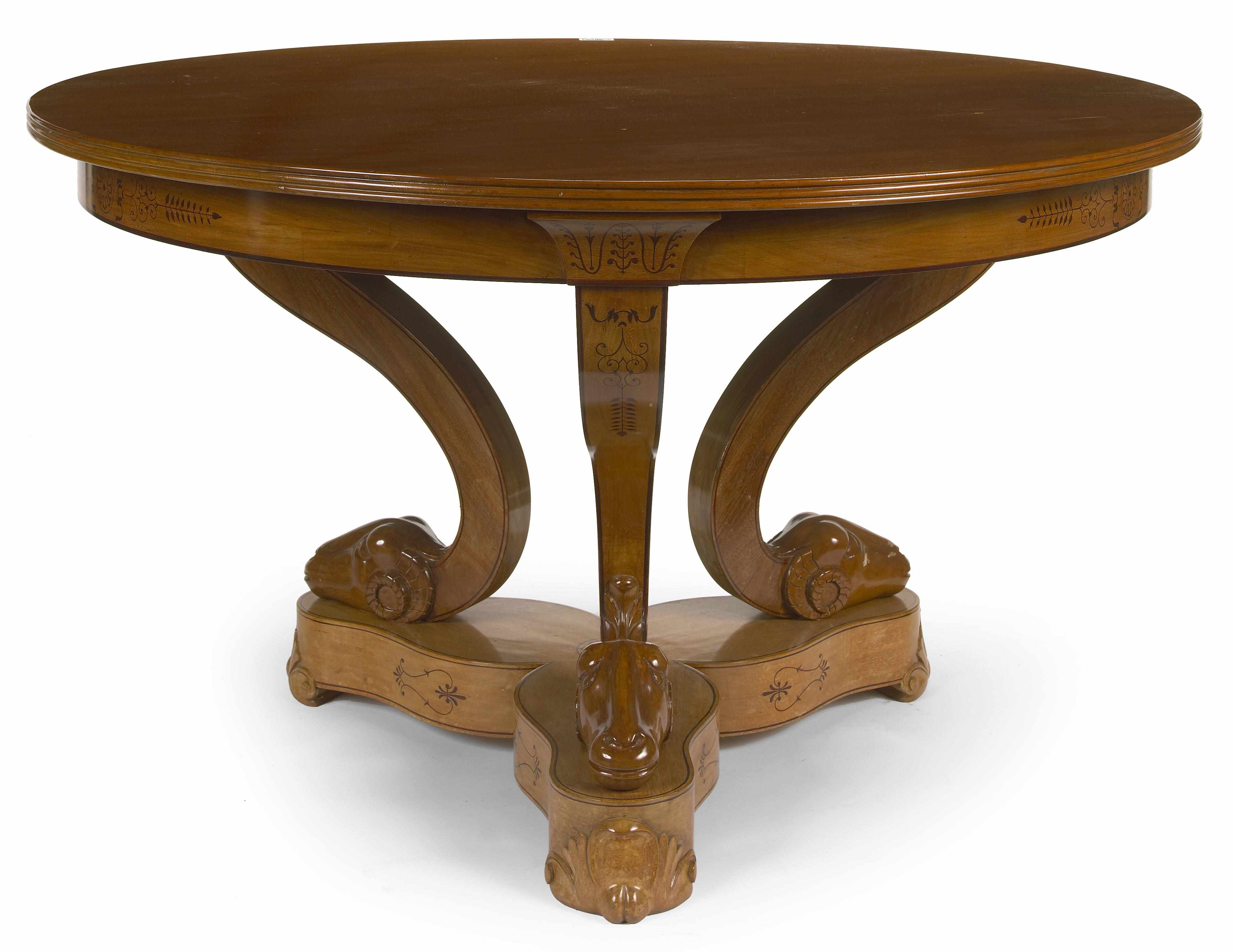 Appraisal: An Empire style parcel ebonized fruitwood center table height in