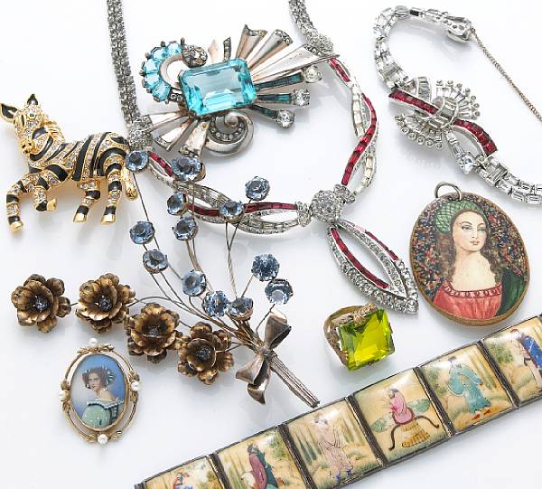 Appraisal: A collection of costume and silver jewelry