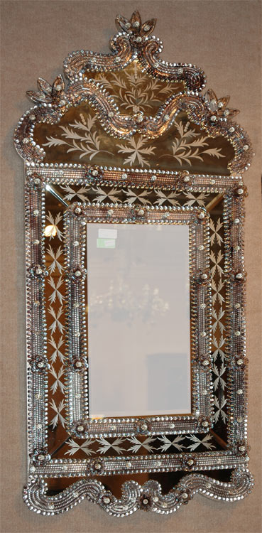 Appraisal: Venetian Glass Mirror Height inches width inches Estimate -