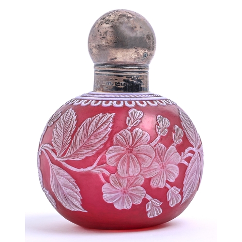 Appraisal: An English silver mounted cameo glass scent bottle attributed to