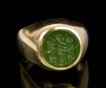 Appraisal: A Gentleman's Carved Intaglio Gold Ring k yellow gold signet