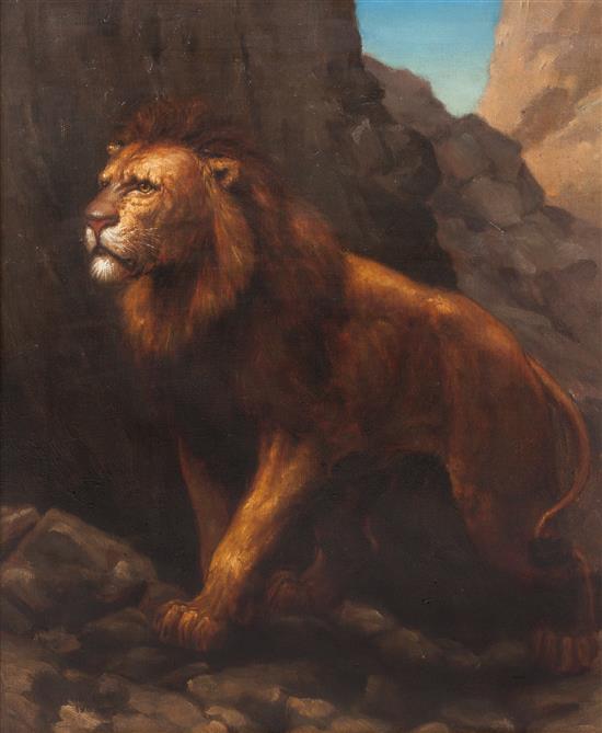 Appraisal: Sale Lot R Whaite Early th century Lion in Landscape