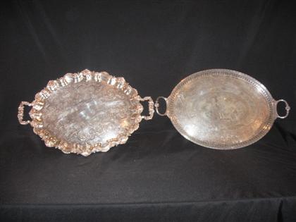 Appraisal: Two large oval silver plated two handled tea trays one