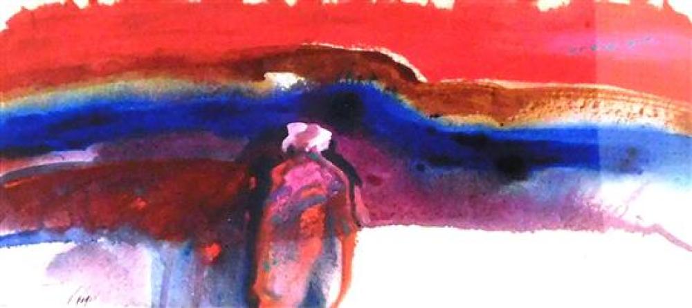 Appraisal: Veloy Vigil American - mixed media on paper abstract rendering