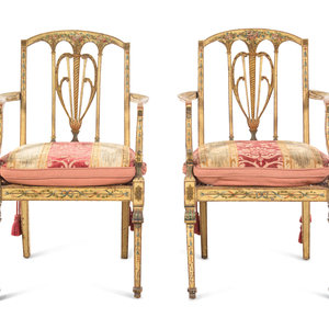 Appraisal: A Pair of George III Painted Armchairs Circa Height x