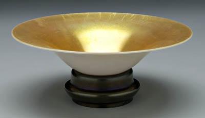 Appraisal: Steuben flared bowl and base gold and iridescent pink interior