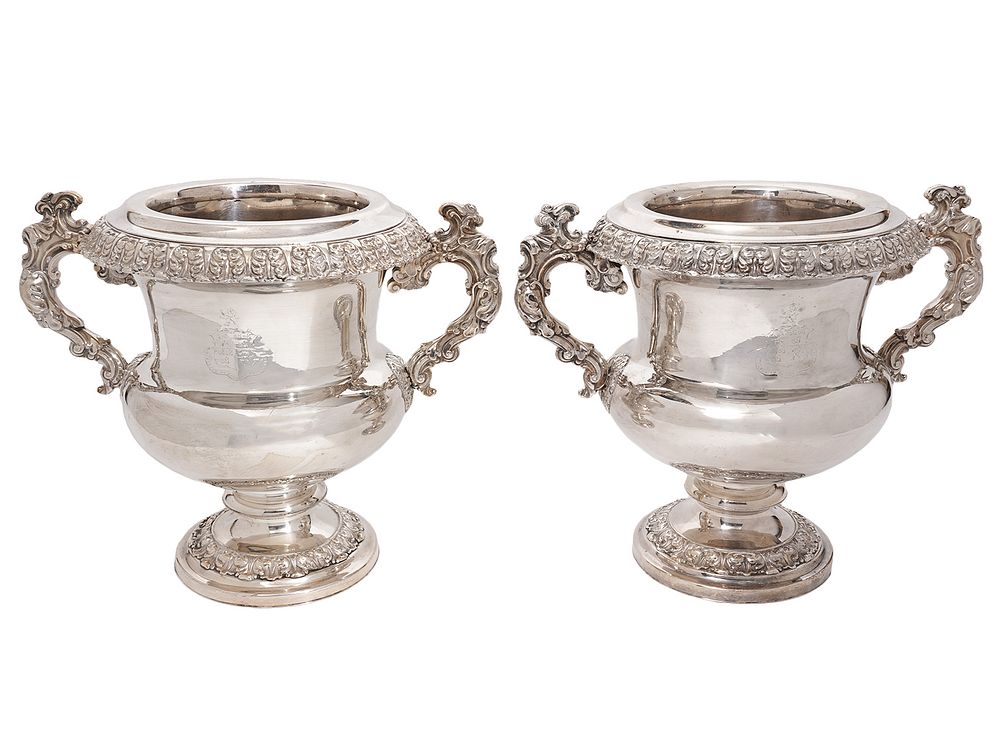 Appraisal: Pr English Old Sheffield Champagne Coolers Pair of English Old