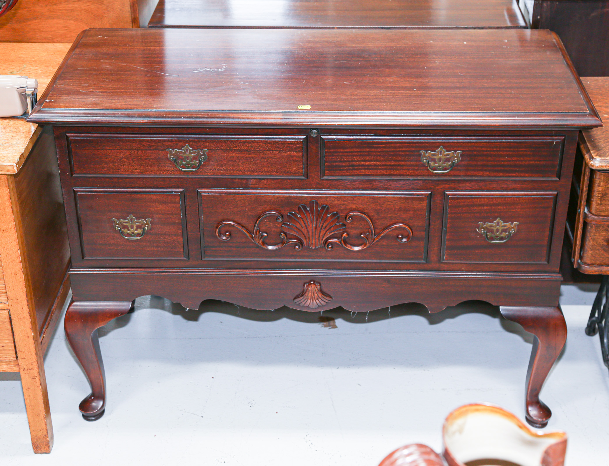 Appraisal: CHIPPENDALE STYLE MAHOGANY BLANKET CHEST rd quarter th century in