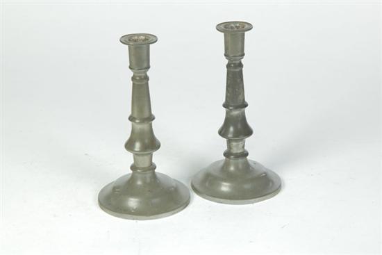 Appraisal: PAIR OF PEWTER CANDLESTICKS Touchmark for Roswell Gleason Dorchester Massachusetts