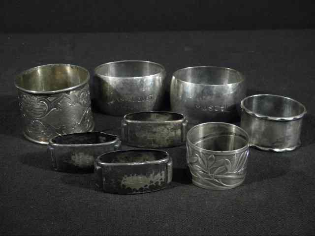 Appraisal: Lot of eight assorted continental silver napkin rings Includes a