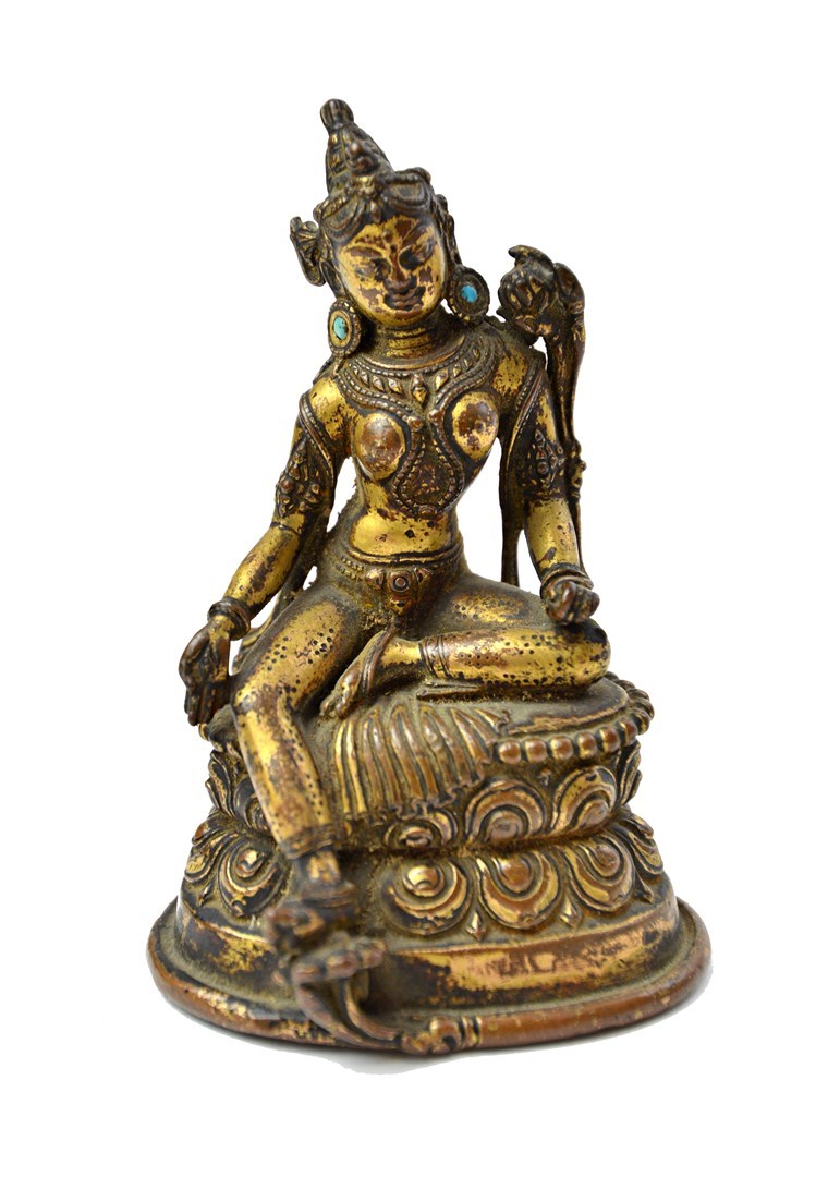 Appraisal: A Tibetan gilt bronze figure of Green Tara th century