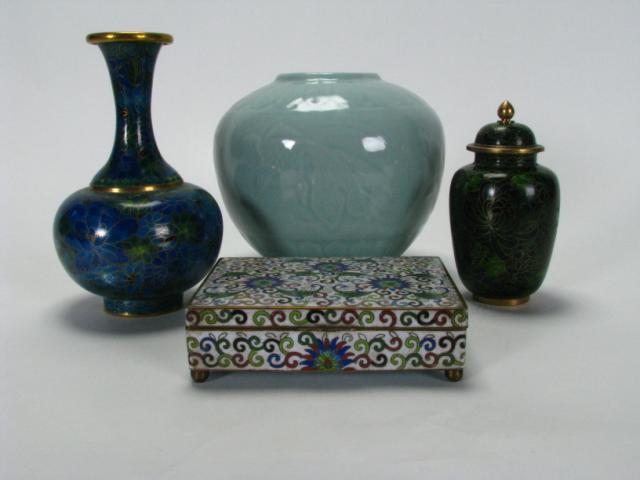 Appraisal: Group of oriental decorative accessories including three items of cloisonne