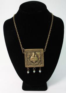 Appraisal: Antique Brass Pyx Host Holder Necklace Being a small square