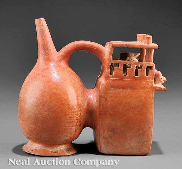 Appraisal: A Pre-Columbian Double Chambered Single Spout Pottery Vessel c -