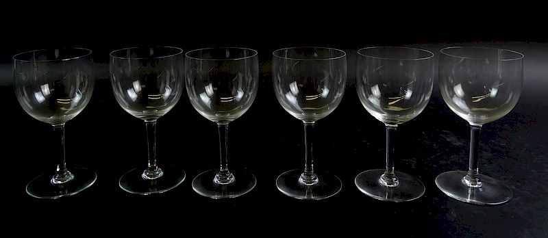 Appraisal: Six Baccarat Crystal Wine Goblets Six Baccarat Crystal Wine Goblets