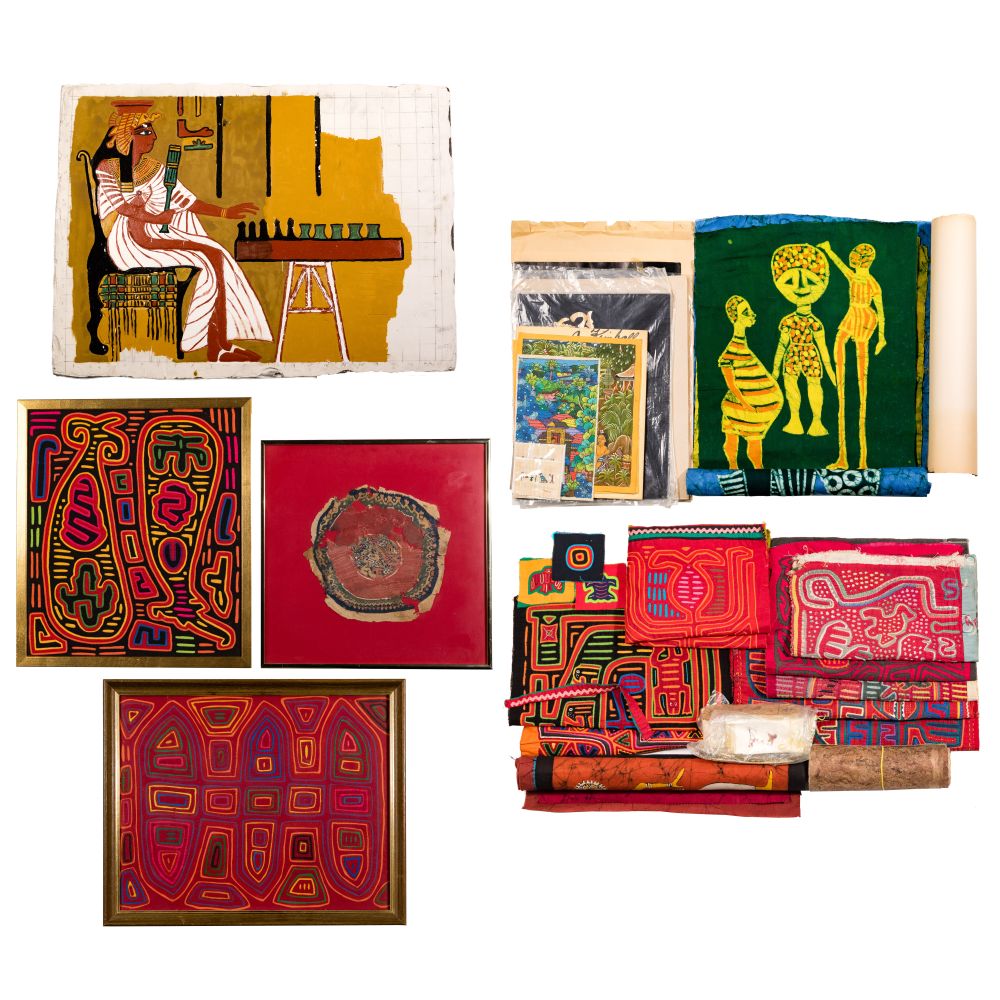 Appraisal: ETHNOGRAPHIC OBJECT ASSORTMENTOver items including a framed Egyptian Coptic textile