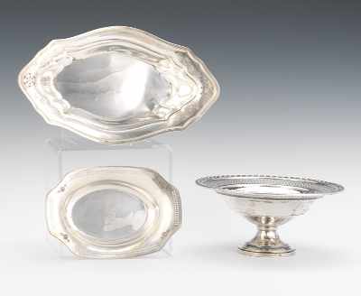 Appraisal: Three Sterling Silver Dishes Including a boat shape dish by