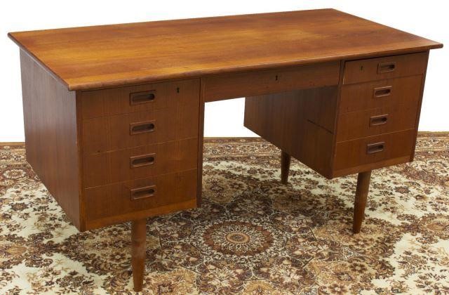 Appraisal: Danish mid-century modern teak writing desk c s rectangular top