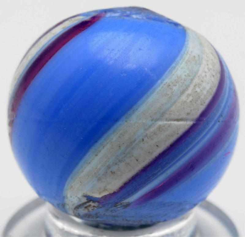 Appraisal: Banded Opaque Swirl Marble Baby blue base with purple and