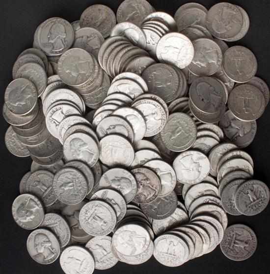 Appraisal: Approximately Washington type silver quarters various dates and mints approx