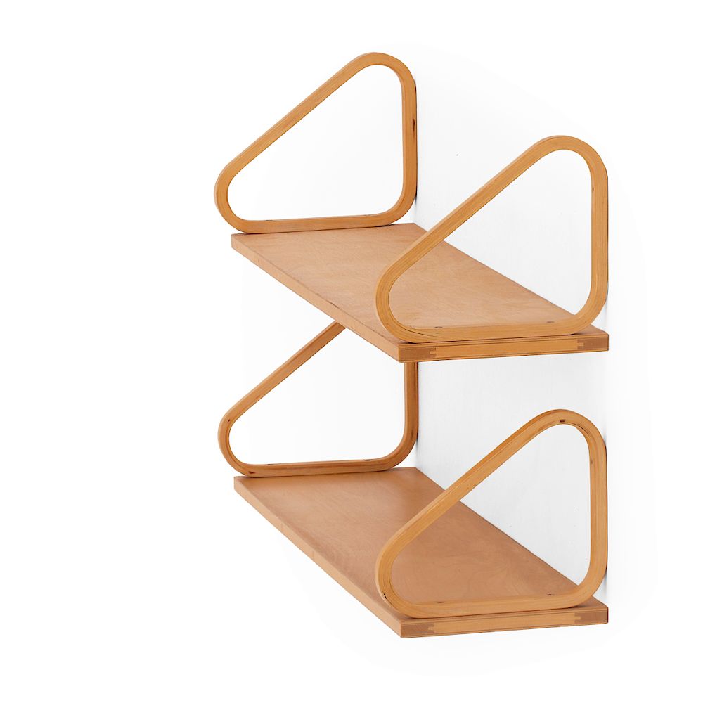 Appraisal: Alvar Aalto A pair of wall mounted b shelf modes