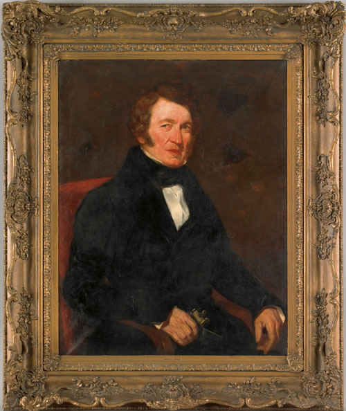 Appraisal: American School ca oil on canvas portrait of inventor Robert